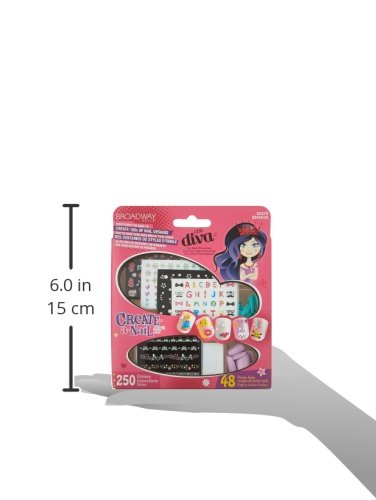 KISS Broadway Little Diva Nail Art Kit, Safe On Natural Nails, Mom Approved, Over 250 Nail Stickers, 48 Ready-To-Wear Petite Fake Nails & 48 Press-On