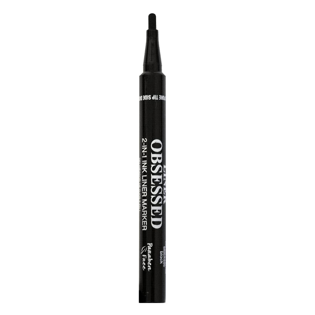 Palladio 2 in 1 Eye Liner Marker, Water Resistant Paddle Tip Liner, Bold Black Eyeliner Marker Pen, Thick or Thin Line, Quick Drying, 14 Hour All Day