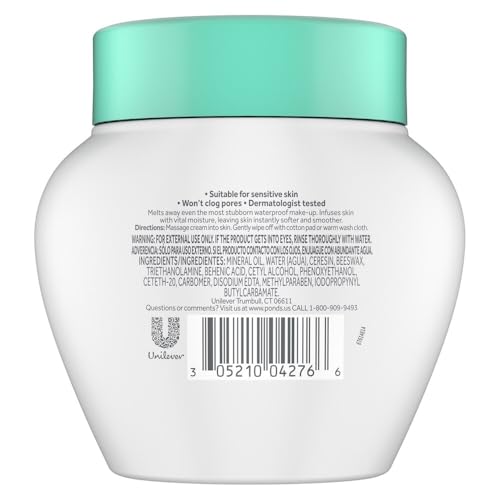 POND’S Cold Cream Cleanser 6.1 oz – Fragrance-Free Makeup Remover & Deep Facial Cleanser | Moisturizing, Non-Comedogenic, Dermatologist Tested