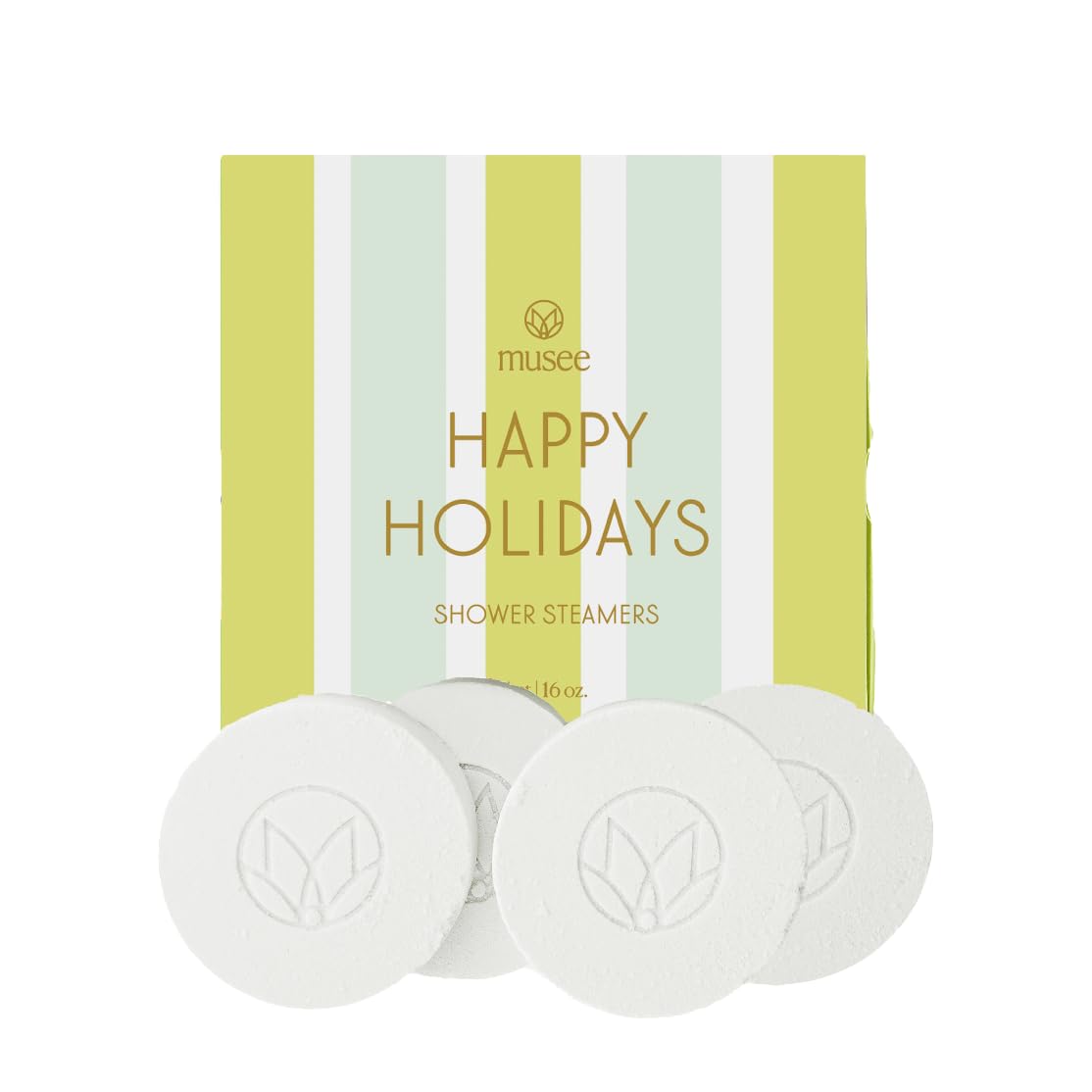 Musee | Happy Holidays Four Shower Steamers | Handmade in USA | Cruelty-Free & Paraben-Free | Vegan & Natural Ingredients | Holiday Gift Set…
