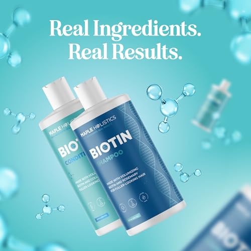 Rosemary Biotin Shampoo and Conditioner Set - Volumizing Shampoo and Conditioner for Thinning Hair for Women & Men with Nourishing B Vitamins