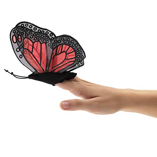 Folkmanis Mini Monarch Butterfly Finger Puppet, Orange, Black