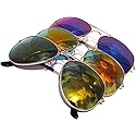 Classic Aviator Sunglasses Mirror Lens Gold Color Frame 3 pairs
