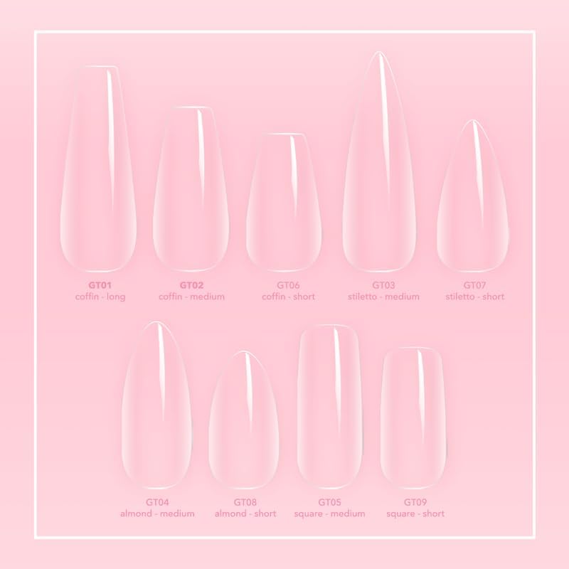 Kiara Sky Gelly Tips Starter Kit | Includes Prep, Primer, Builder, Top Coat, Tips | Coffin Short