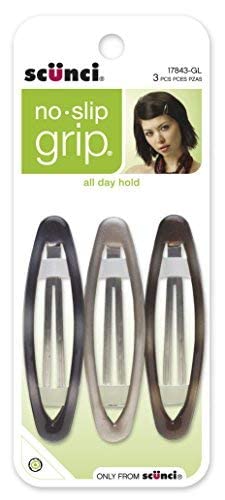 Scunci No-slip Grip Oval Snap Clips, 3 Count