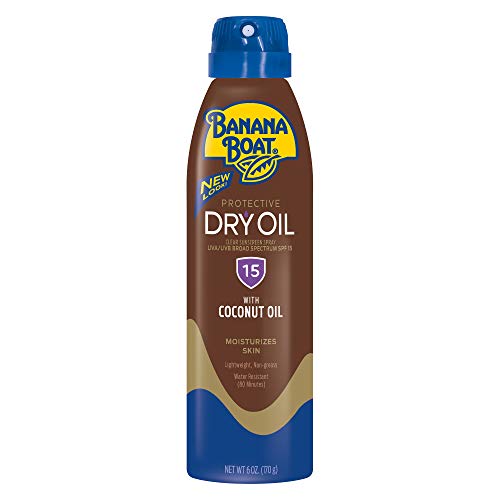 Banana Boat Protective Tanning Dry Oil Clear Spray Sunscreen SPF 15, 6oz, Tanning Sunscreen Spray, Banana Boat Dry Oil SPF 15, SPF Tanning Oil, Dry