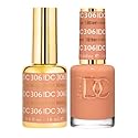 DND DC Gel Polish Set, Beige Nude Collection, UV/LED Gel Polish and Air Dry Nail Lacquer, Matching Chip-Free Polish Duo, 306 Bittersweet, 0.5 Fl Oz
