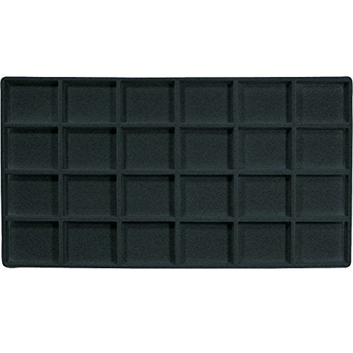 2 Black 24 Slot Pendant Jewelry Showcase Display Tray Inserts