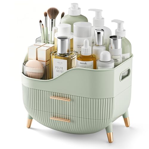 Pajiriona Makeup Organizer with Drawers, Green Skincare Organizer for Vanity, Storage Box with Handle, Large Cosmetic Display Case for Dresser Beauty and Personal Care Pajiriona Default Title
