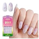 KISS X WICKED: FOR GOOD Press On Nails, ‘Bubble Of Brilliance’, Purple, Medium Oval, Waterproof, Chip Proof, Smudge Proof, 28 Fake Nails, Pink Gel Beauty & Personal Care KISS