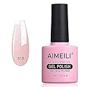 AIMEILI Soak Off U V LED Gel Nail Polish, Hema Free, Cruelty Free, Vegan Nail Art - Sparkle Grapefruit (018) 10ml
