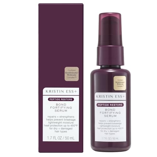Kristin Ess+ Peptide Restore Fortifying Hair Serum for Frizz & Damaged Hair - Moisturizing Peptide Bond Repair with Heat Protectant - Vegan, Sulfate