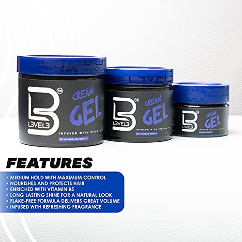 L3 Level 3 Cream Gel and Sample Powder - Provides Volume and Medium Hold - With Vitamins to Nourish and Protect Hair Level Three Mens Hair Styling