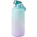 VELINE Large Motivational Water Bottle with Straw, 64oz Half Gallon Water Jug with Time Marker, Leak-Proof and BPA-Free for Sports and Fitness