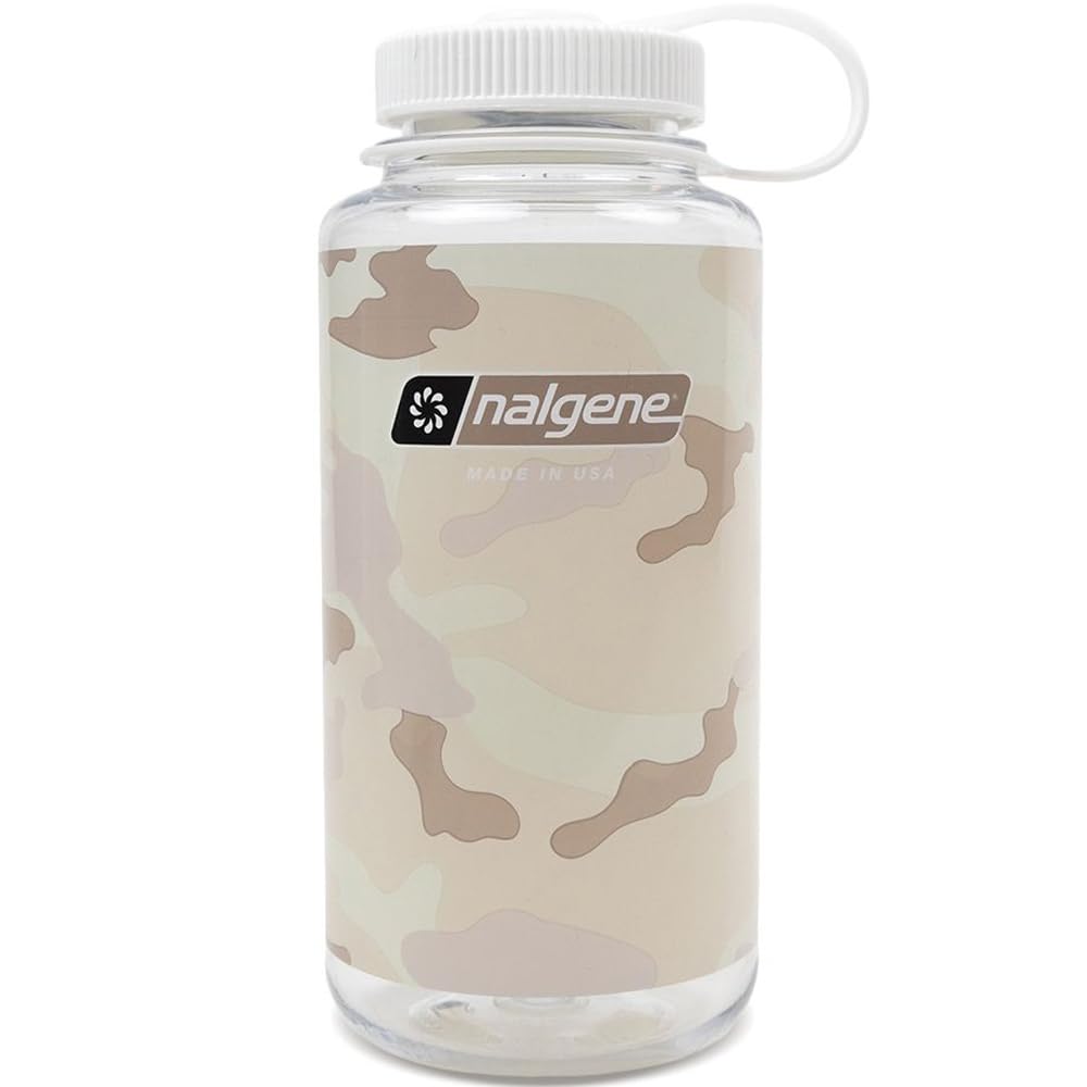 Nalgene Sustain Tritan BPA-Free Water Bottle Made with Material Derived from 50% Plastic Waste, 32 OZ, Wide Mouth, Camo Clear