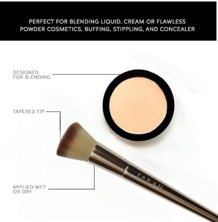 F.A.R.A.H® Flat Foundation Brush 615F - Vegan Bristles, Precision Foundation Application for an Airbrushed Finish