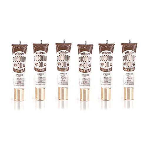Ruby Kisses Broadway Vita-Lip Clear Lip Gloss (Coconut Oil 6 Pack), Ultra-Hydrating & Soothing Formula with Vitamin Oils, High-Shine Non-Sticky