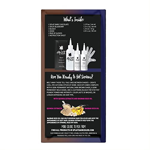 SPLAT MELTS COMPLETE KIT WITH BLEACH AND 2 SEMI-PERMANENT HAIR COLORS (Blueberry & Dark Chocolate)