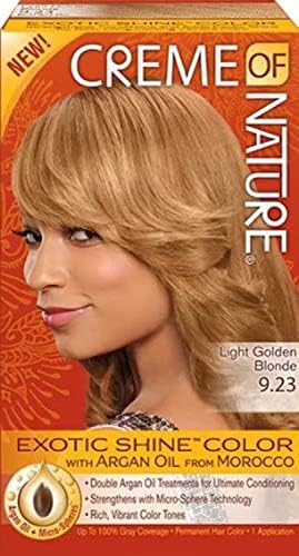 Creme of Nature Exotic Shine Hair Color With Argan Oil from Morocco, 9.23 Light Golden Brown, 1 Application