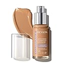 Revlon Illuminance Skin-Caring Liquid Foundation, Hyaluronic Acid, Hydrating and Nourishing Formula with Medium Coverage, 405 Hazel, 1 fl oz
