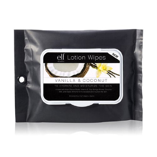 e.l.f. Lotion Wipes, Vanilla & Coconut, 15 Count