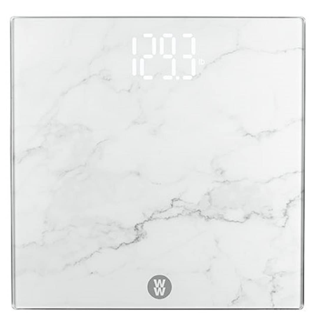 Weight Watchers Scales by Conair Scale for Body Weight, Digital Bathroom Scale in White Marble Finish