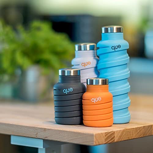 que Bottle - Fashionable & Collapsible 12oz Water Bottle (Metallic Charcoal)