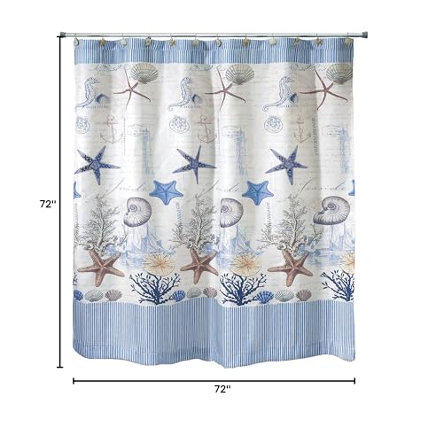 Avanti Linens - Fabric Shower Curtain, Nautical Bathroom Decor (Antigua Collection, 72")
