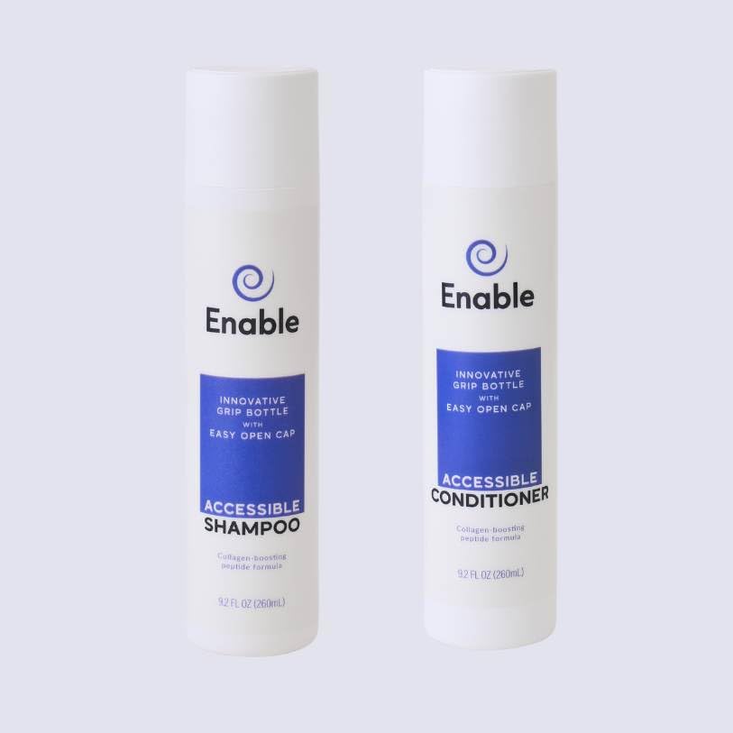 Enable Shampoo & Conditioner Bundle - Hair Growth Support, Sulfate-Free for All Hair Types, Accessible Bottles with Citrus Scent, Swertia Japonica