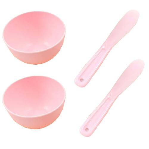 BFLCTTBD 2 Pairs Pink Face Mask Mixing Bowl Set Silicone Mixing Bowl Spatula For Face Mask Small Flexible Rubber Spa Facial Face Mask Mixing Bowl
