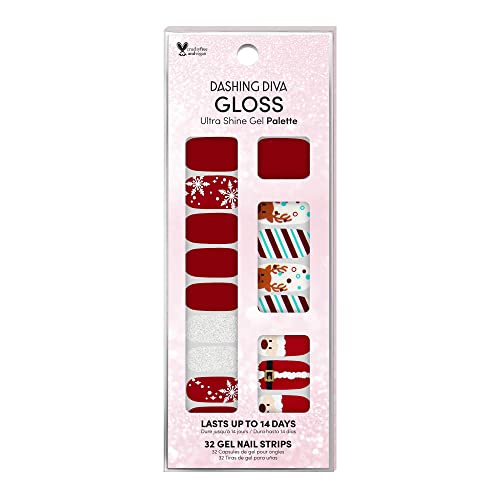 Dashing Diva Gloss Nail Strips - Santa's Helper | UV Free, Chip Resistant, Long Lasting Stickers | Contains 32 Nail Wraps, 1 Prep Pad, 1 File Beauty & Personal Care Dashing Diva