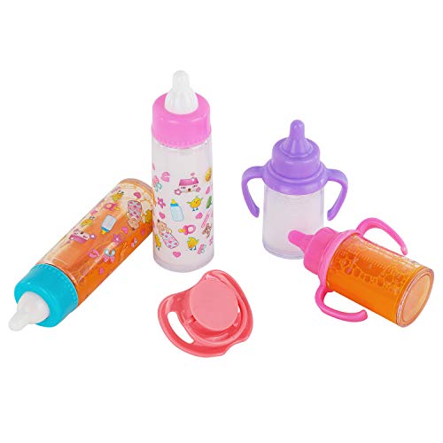fash n kolor® My Sweet Baby Disappearing Doll Feeding Set – 6-Piece Baby Doll Care Kit with Bottles & Pacifiers