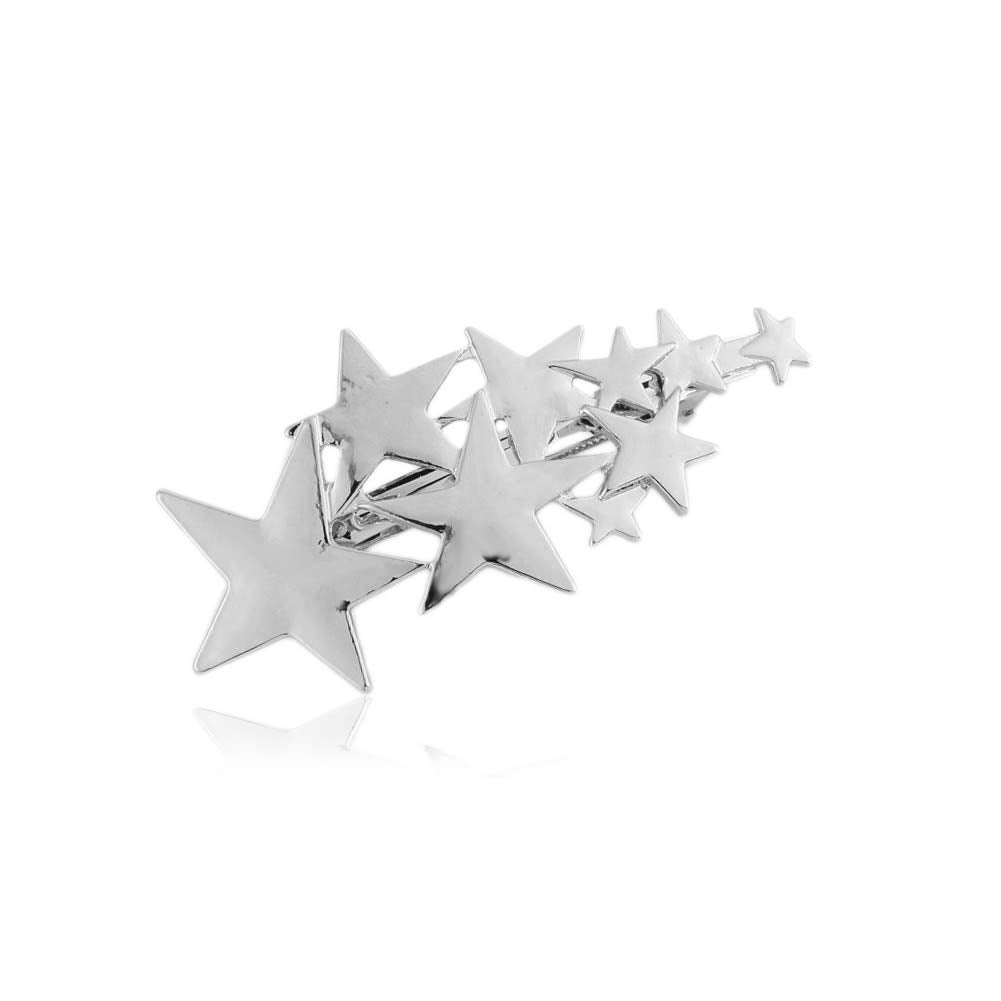 9 Pack Vintage Minimalist Bowknot Circle Moon Star Branch Pearl Metal Silver Hair Clips Hairpins Snap Barrettes Comb Claw Clamp Wedding Bridal
