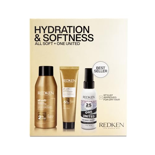 Redken All Soft Mini Kit - Moisturizing Shampoo, Conditioner & Leave In Treatment with Argan Oil for Soft, Hydrated Hair, Travel Size
