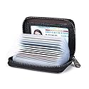 Aiyo Fashion Genuine Leather Credit Card Holder Wallet RFID Blocking Secure Card Case ID Case Organizer Zipper Wallet (A-Classic Black)