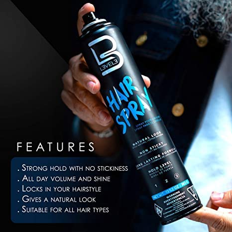 L3 - Level 3 Hair Gel & Hair Spray Kit - Super Strong Hold - Flake Free - Long Lasting Shine - Great for Men and Women - Strong Hold Hair Spray
