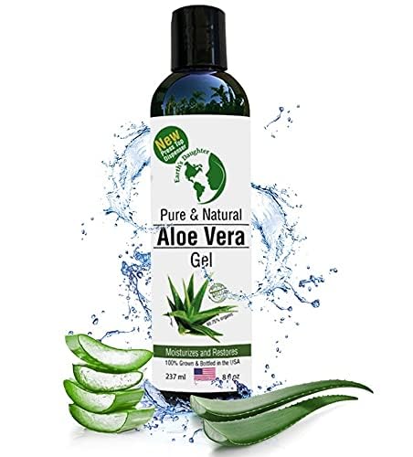 Earth's Daughter Organic Aloe Vera Gel from Fresh Cut 100% Pure Organic Aloe leaves - Fast Absorbing for Face, Skin, Hair & Body - Vegan, Unscented