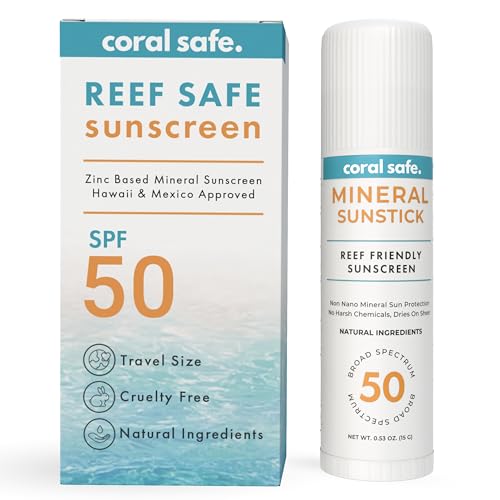 Reef Safe Sunscreen SPF 50 Facestick - Biodegradable, Hawaii & Mexico Approve, Zinc, Vitamin E, Oxybenzone & Octinoxate Free, Water Resistant, Natural