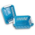 Medium Blue Stacking Storage Baskets - 10.75 Inches - Set of 2