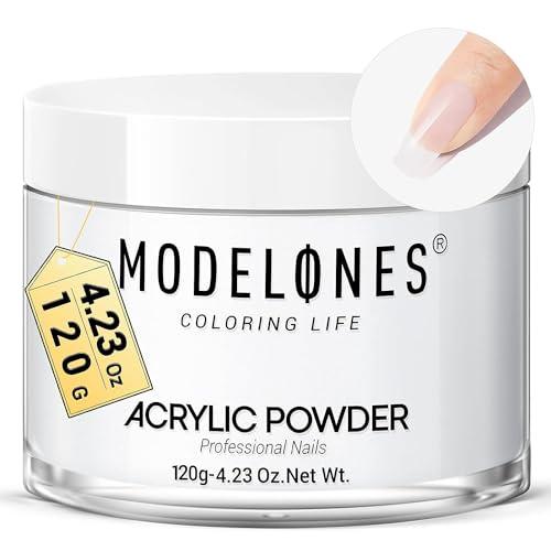 Modelones Clear Acrylic Powder, 4.23oz Acrylic Powder Large Capacity Professional Acrylic Nail Powder Polymer for 3D French Nail Manicure Extension