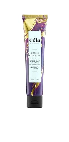 Céla - Crème Violette Soothing Hand and Body Butter | Lavender Body Butter Hand Crème & Body Lotion 75ml/2.5oz | Gentle, Soothing Moisturizer