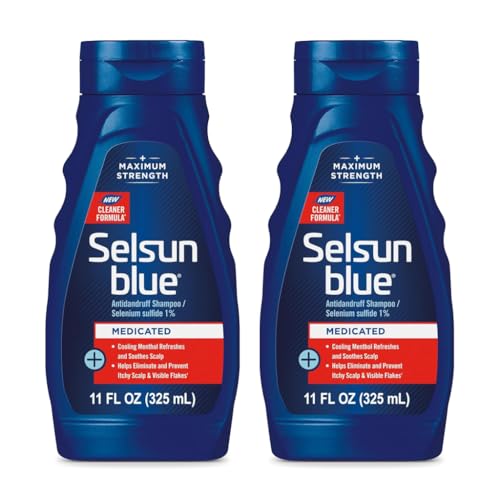 Selsun Blue Medicated Anti-dandruff Shampoo with Menthol, 11 fl. oz., Maximum Strength, Selenium Sulfide 1% (Pack of 2) Beauty and Personal Care Selsun Blue Default Title