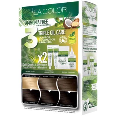 Natural Effect Hair Dye Kit - Permanent Color & Ammonia Free - Black (1 Kit)