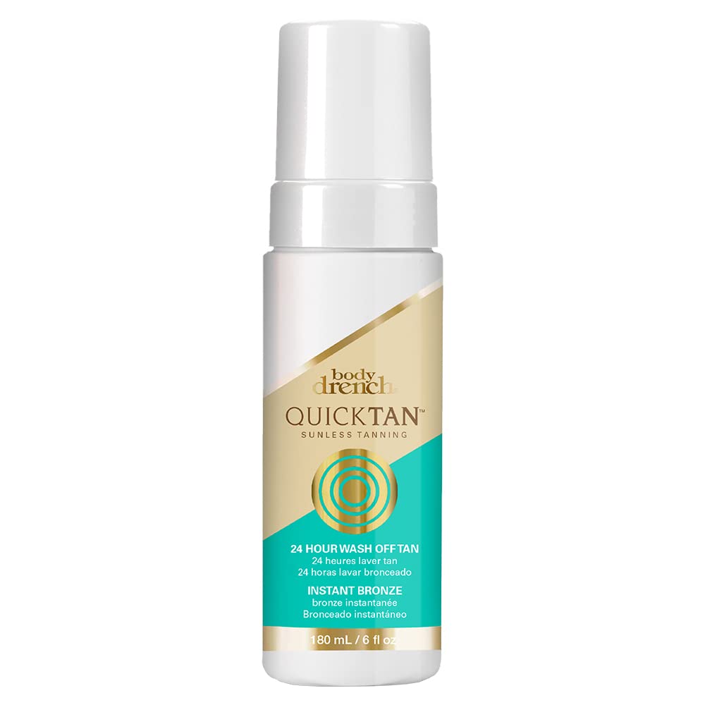 Body Drench Quick Tan Instant Wash-Off Self Tanner - 24-Hour Sunless Self Tanning Lotion for Face & Body, Natural-Looking Bronze Glow, Fake Tan 6 fl