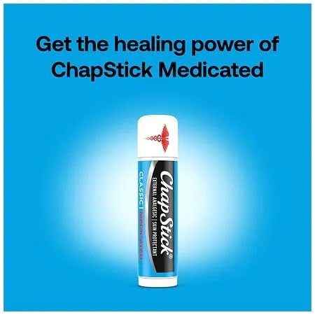 ChapStick Classic Medicated Lip Balm & Skin Protectant (3 Pack)