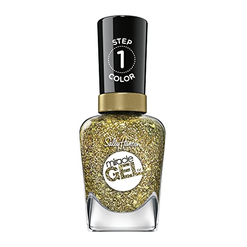 Sally Hansen Miracle Gel Salon Quality Nail Polish | Gel-Like Formula, Two-Step System, No UV Light Needed, Long Lasting | Semi-Opaque, Glittery | 777