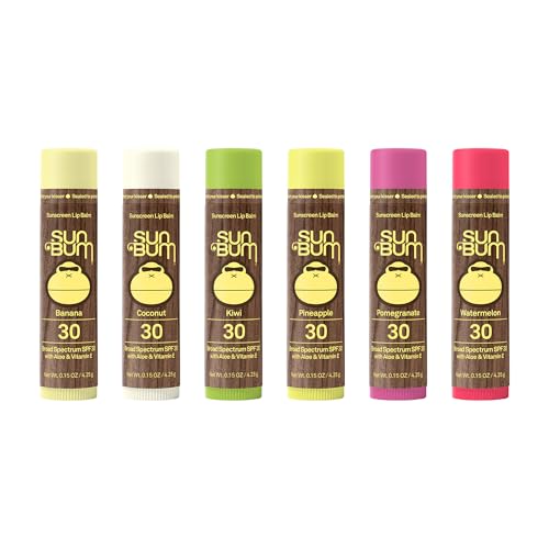 Sun Bum Lip Balm | SPF 30 | 0.15 Ounce Stick | Broad Spectrum UVA, UVB Protection, Paraben Free, Gluten Free, Vegan | The Originals Variety Pack | 6
