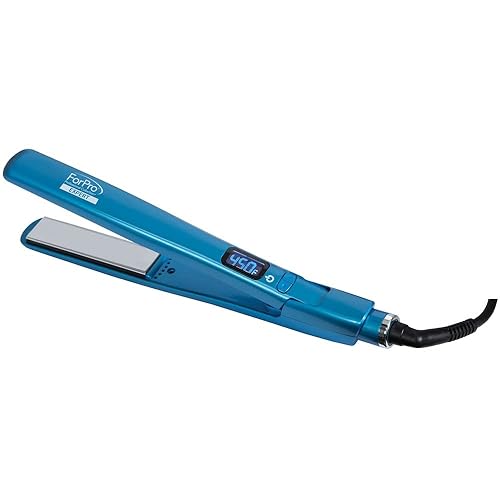 ForPro Professional Collection Expert Salon Hair Flat Iron, Advanced Nano Silver Titanium Technology, Ultra-Fast Heating with 7 Heat Settings, LCD