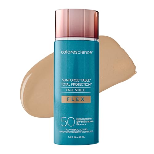 Colorescience FLEX Tinted Mineral Sunscreen SPF 50, Tone-Adapting Buildable Coverage with Zinc Oxide, Environmental Defense Against Blue Light