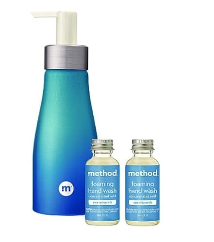 Refill + Reuse Foaming Hand Soap Refill Kit, Sea Minerals, (2) 1 oz Refill Bottles, 10 oz Dispenser Bottle